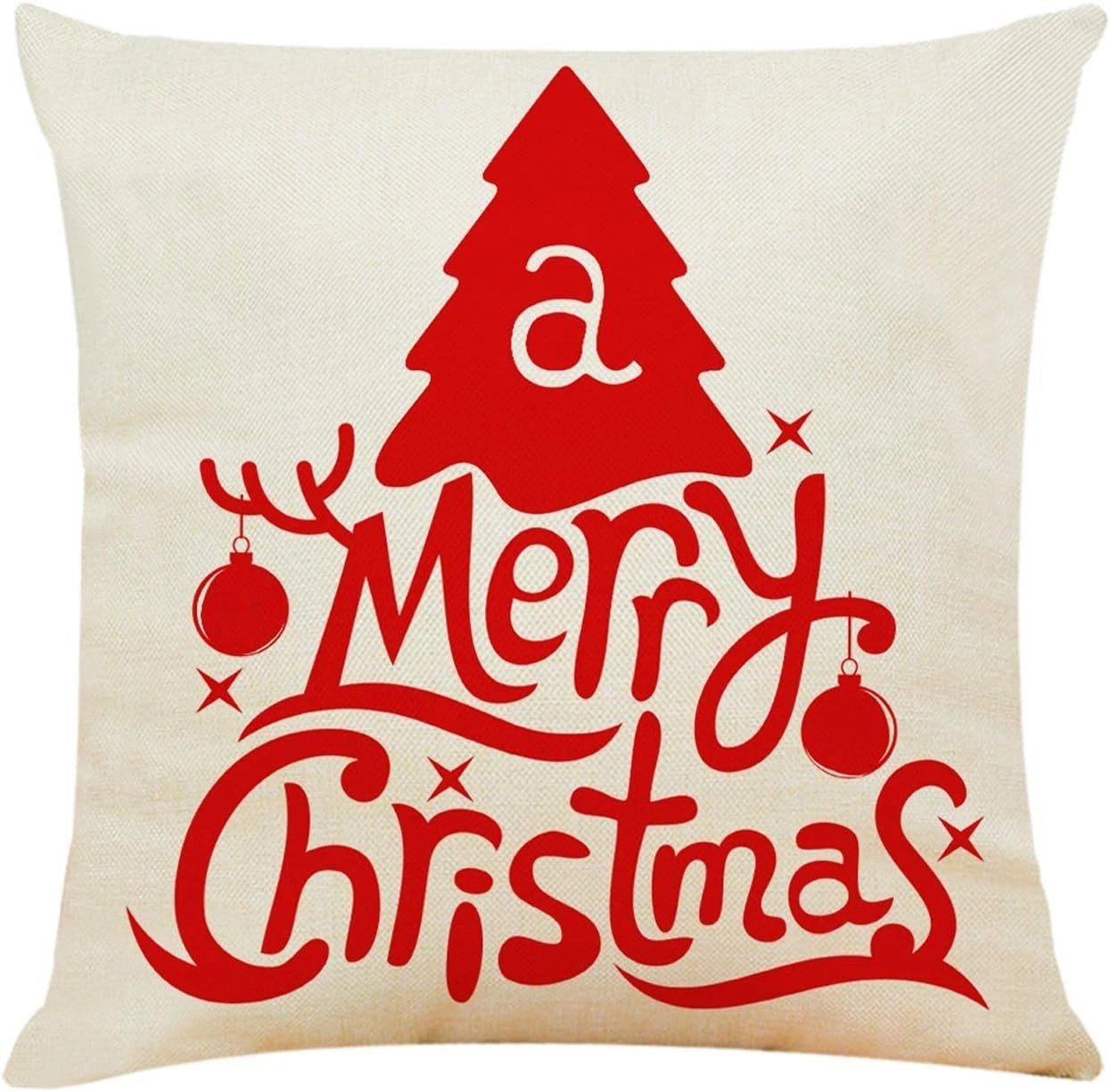 Christmas Throw Pillow Covers Set of 4 — 18x18 Inch Holiday Decorations for Home & Bedroom