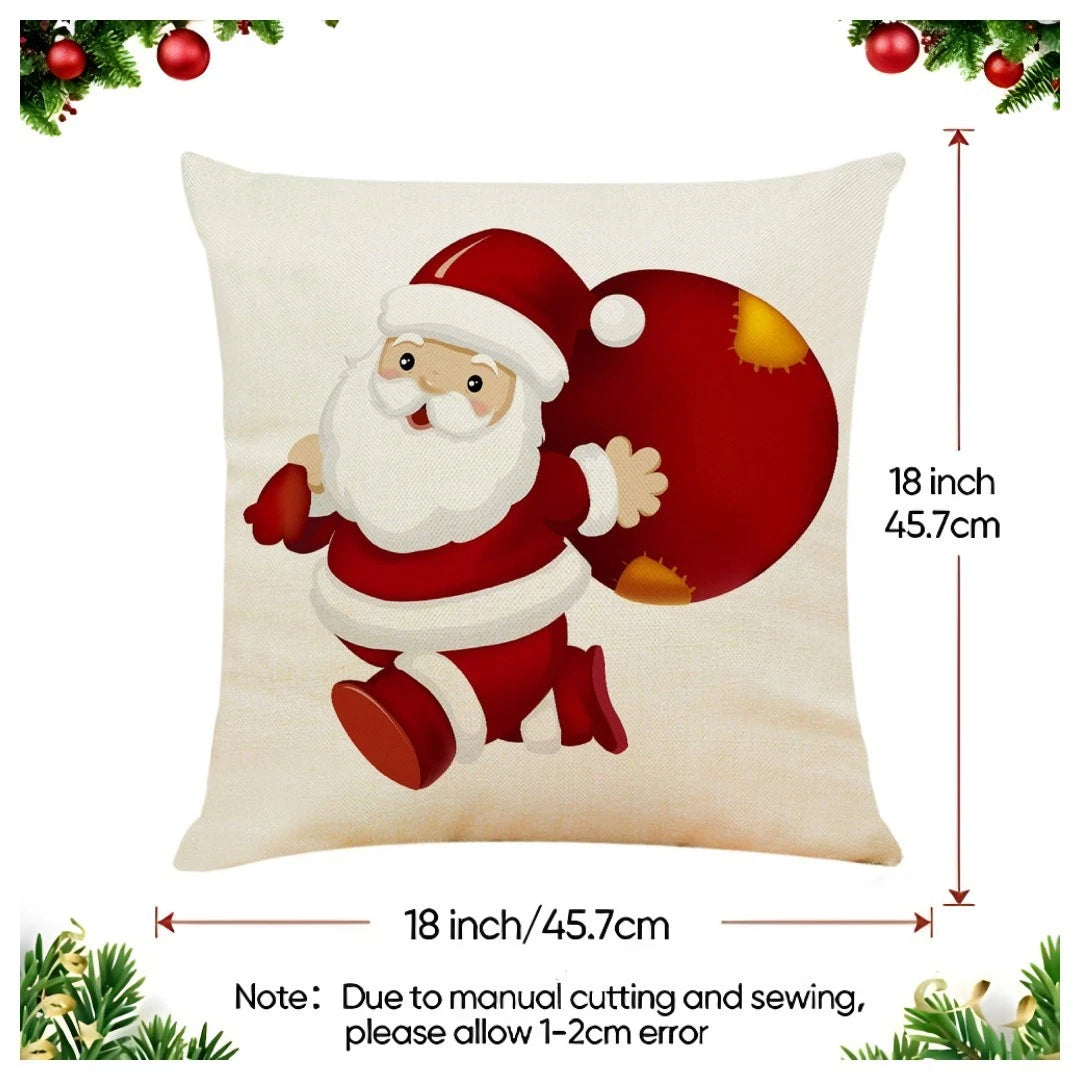 Christmas Throw Pillow Covers Set of 4 — 18x18 Inch Holiday Decorations for Home & Bedroom