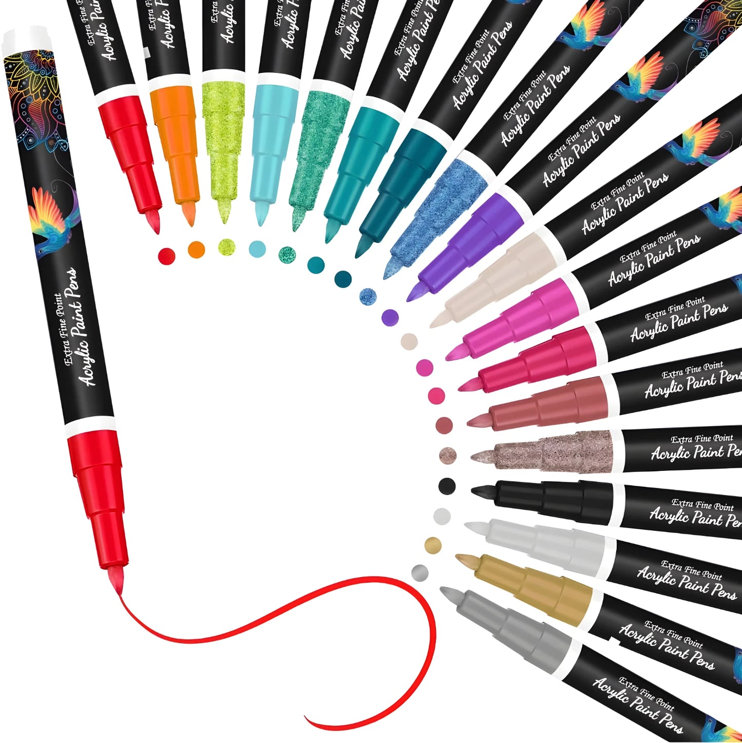 18-Color Acrylic Paint Marker Pens — 0.7mm Fine Tip for Rock, Canvas, Ceramic, Wood & More