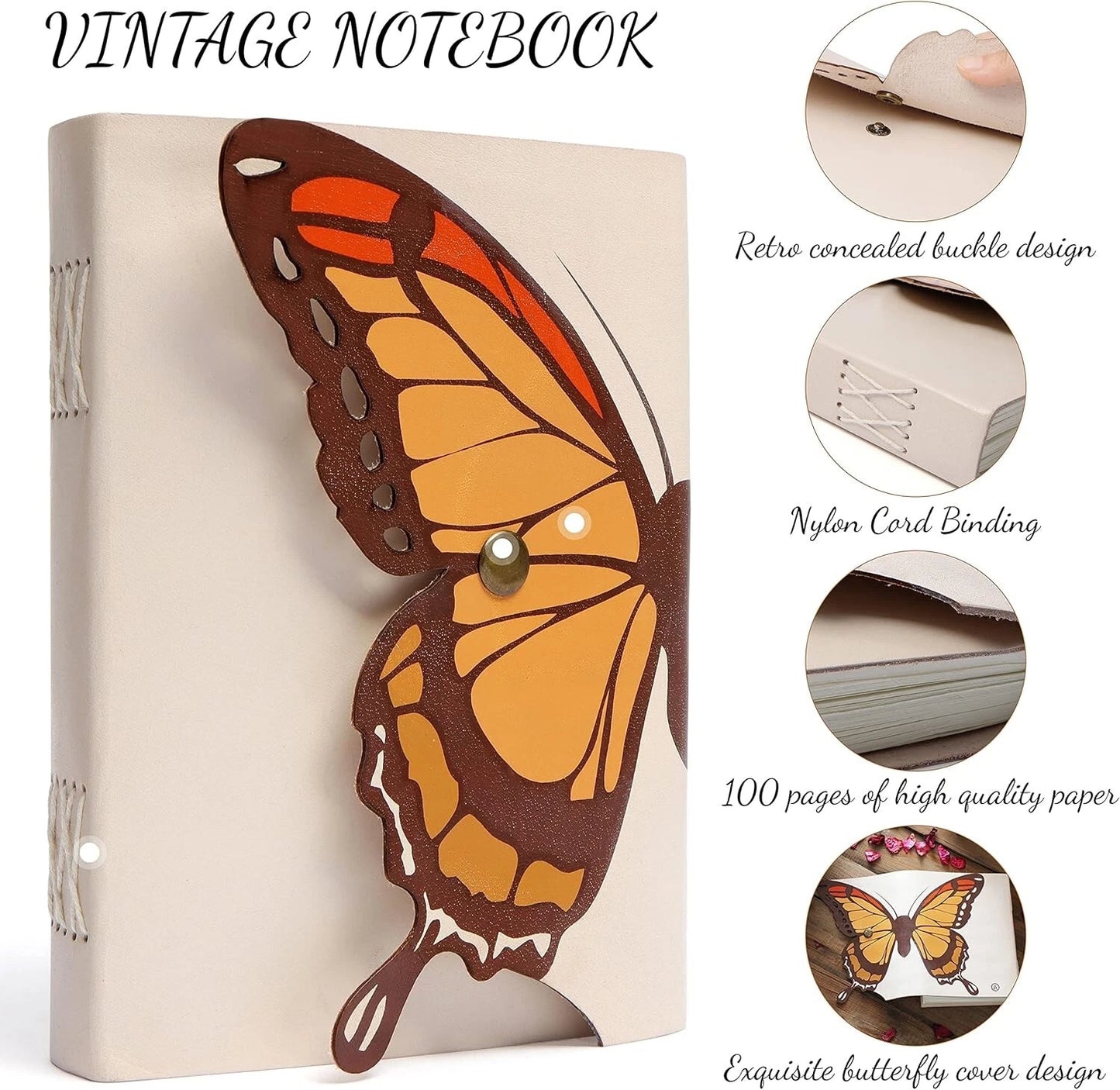 Handmade Genuine Leather Journal — Vintage Rustic Notebook & Sketchbook, 8"x6"