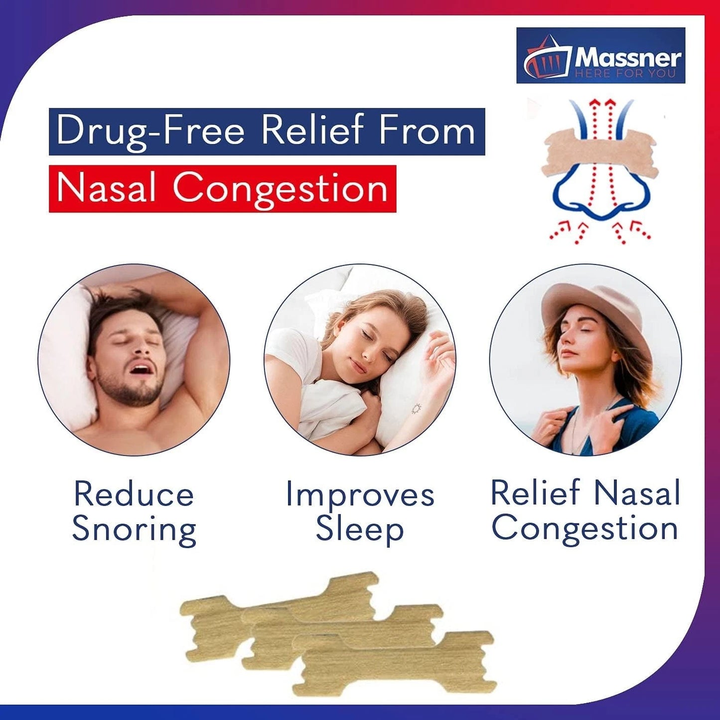 Nasal Strips for Snoring & Congestion Relief — Breathe Better Instantly, 50 or 100 Count