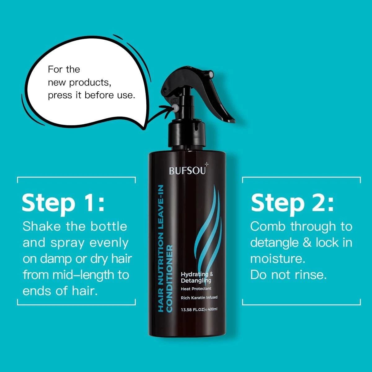 All-In-1 Leave-In Hair Spray Conditioner — Family-Safe Formula, 13.5 fl. oz / 400ml