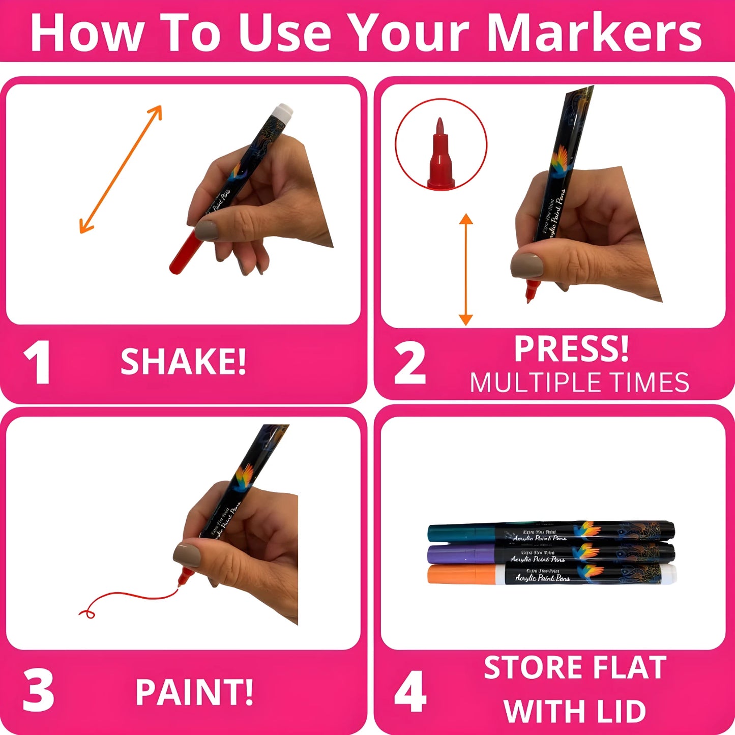18-Color Acrylic Paint Marker Pens — 0.7mm Fine Tip for Rock, Canvas, Ceramic, Wood & More