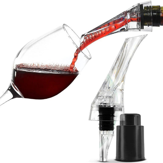 Portable Wine Aerator Pourer & Decanter Spout Set with Gift Box — Drip-Free Stopper